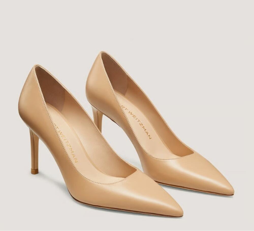 Stuart Weitzman Stuart Heel 8.5 Beige Leather 3" heel